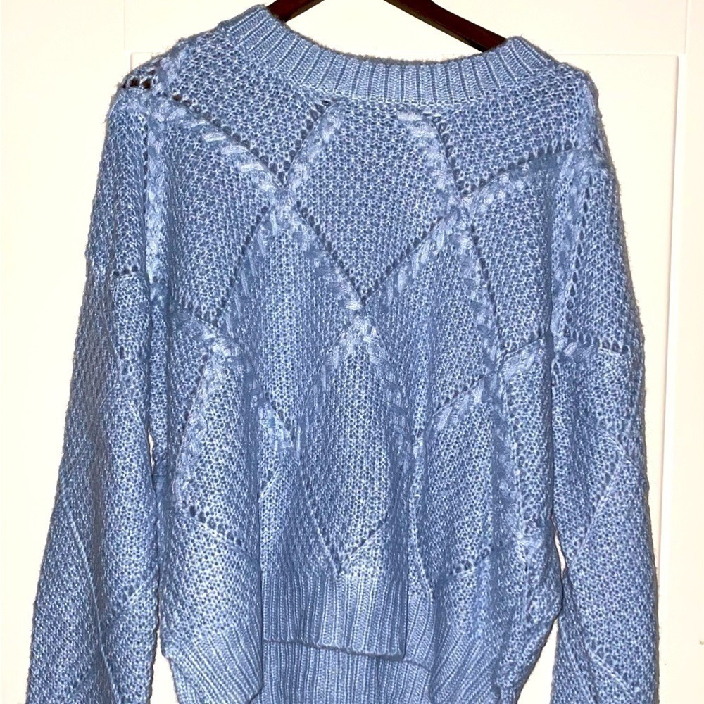 Fate Betti Diamond Chunky Crewneck Long Sleeve Sweater Women‎ L NEW